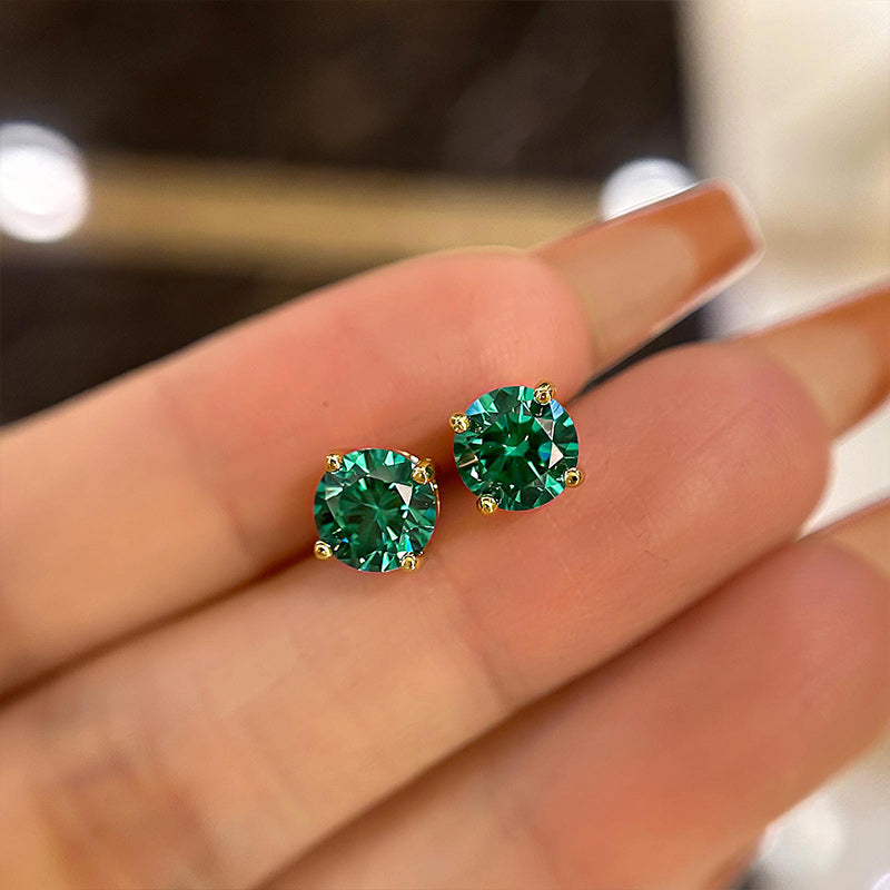 1.0Ct Stunning Yellow Gold Round Cut Paraiba Tourmaline Earrings In Sterling Silver