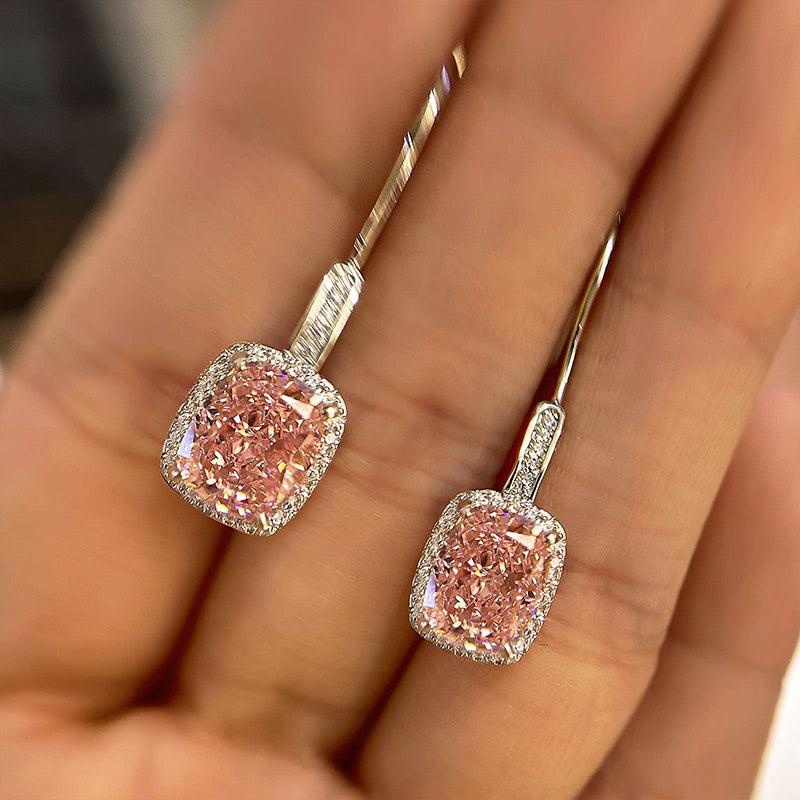 2.5Ct Lovely Halo Cushion Cut Women's Earrings