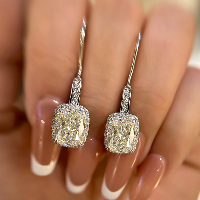 2.5Ct Lovely Halo Cushion Cut Women's Earrings