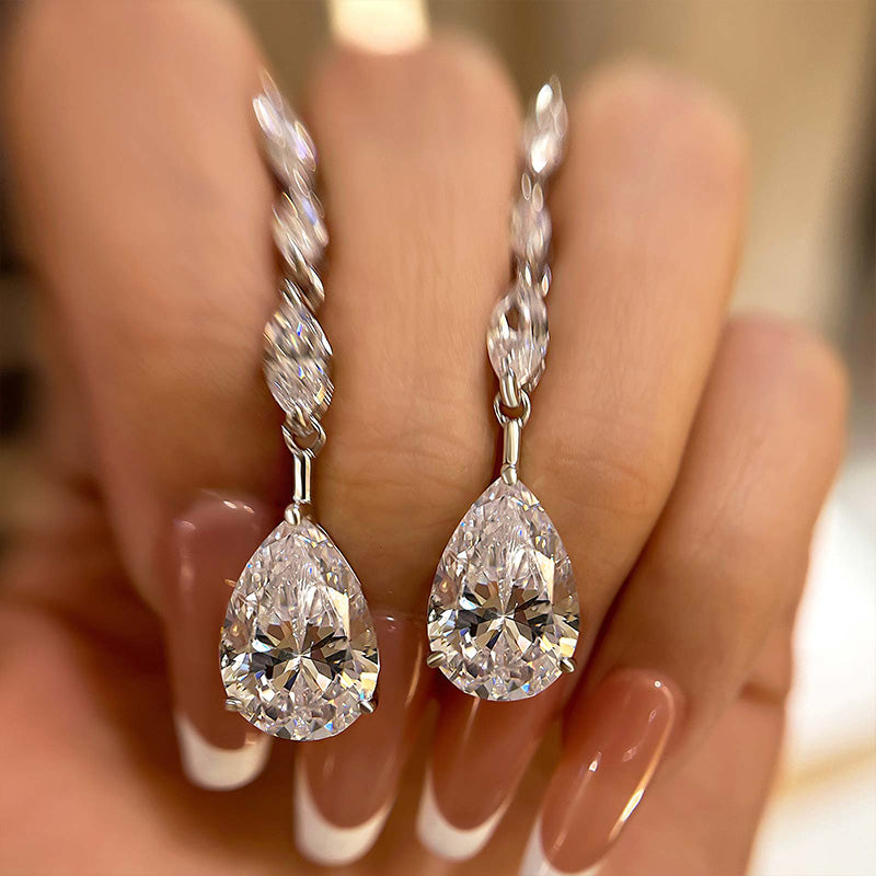 6.5Ct Outstanding Pear Cut Women's Earrings In Sterling Silver
