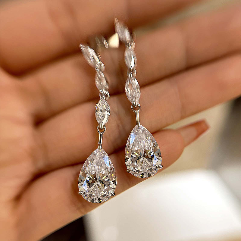 6.5Ct Outstanding Pear Cut Women's Earrings In Sterling Silver