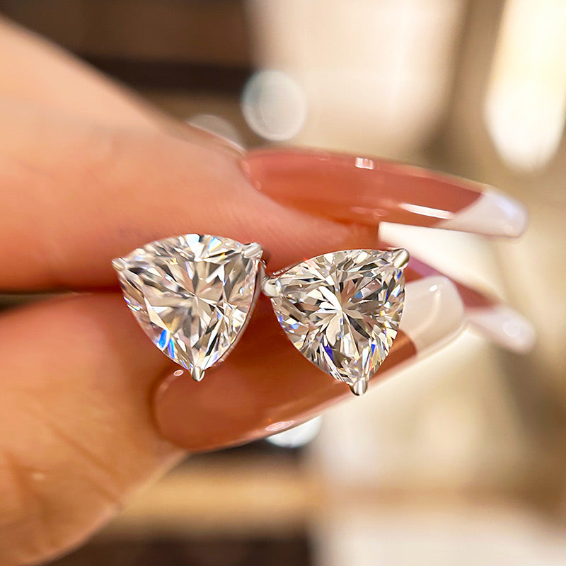 3.0Ct Dainty Trillion Cut Earrings In Sterling Silver