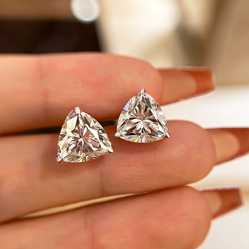 3.0Ct Dainty Trillion Cut Earrings In Sterling Silver