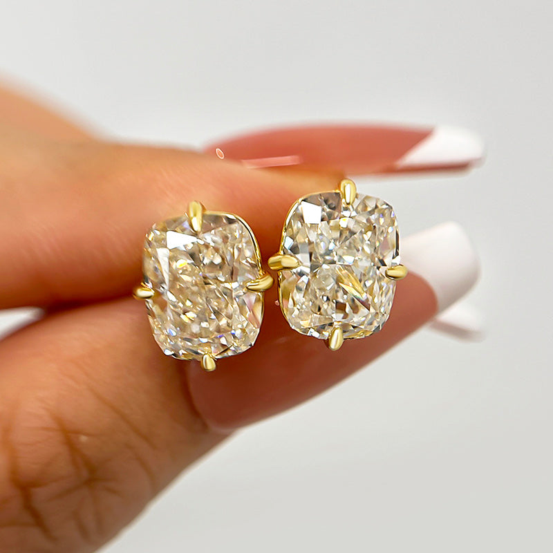 4.0Ct Vintage Cushion Cut Women's Stud Earrings In Sterling Silver