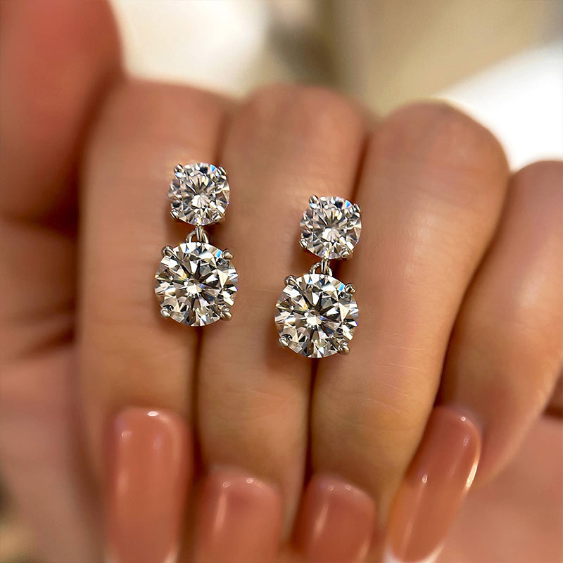 2.0Ct Exquisite Round Cut Drop Earrings In Sterling Silver
