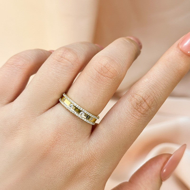 Gorgeous Yellow Gold Wide Women's Wedding Band In Sterling Silver