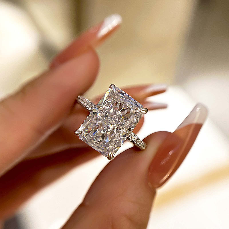 Luxurious Elongated Radiant Cut Engagement Ring For Women