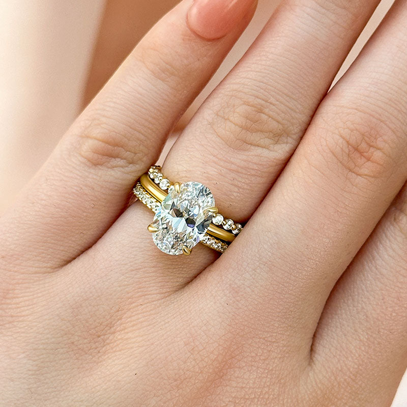 4.0Ct Oval Cut Women's Wedding Ring Set Travle Ring In Sterling Silver