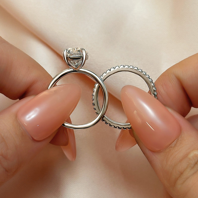 Lovely 3.5Ct Pear Cut Wedding Ring Set In Sterling Silver