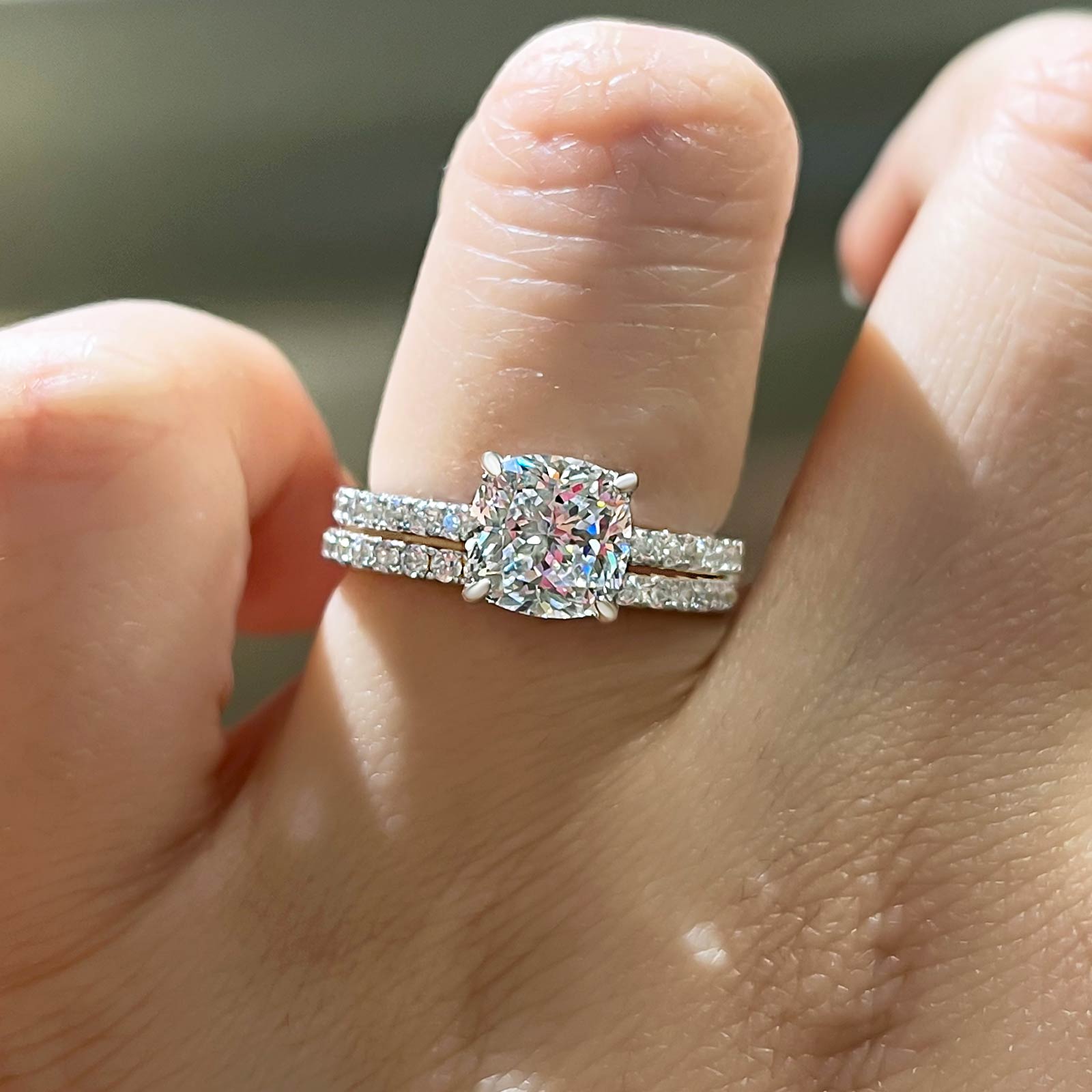 Excellent Cushion Cut Wedding Ring Set For Women In Sterling Silver