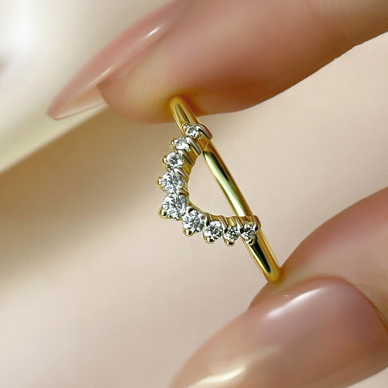 Ahabobo Unique Round Cut Women's Wedding Band