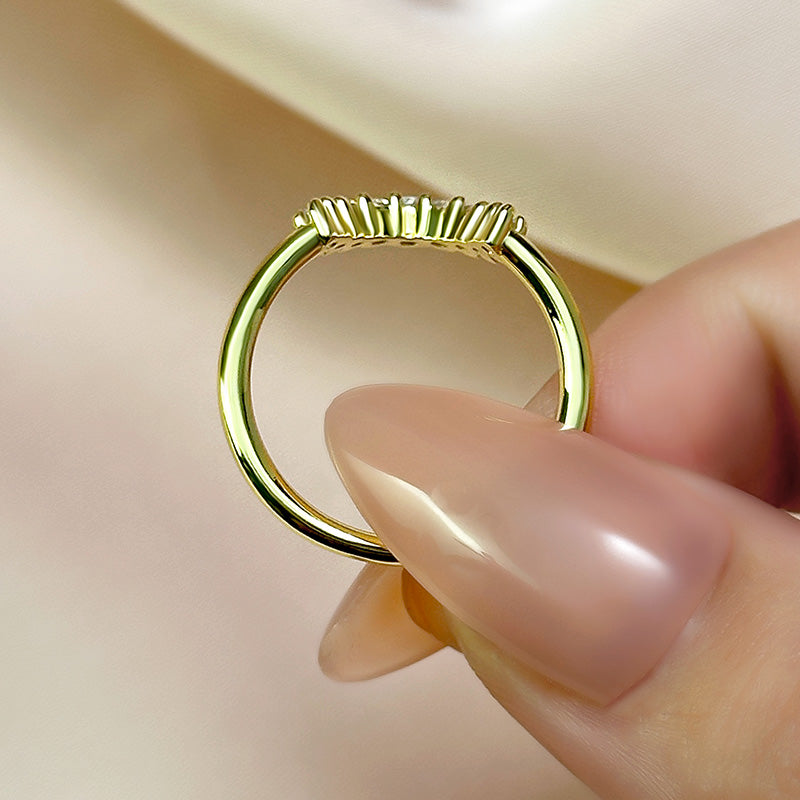 Ahabobo Unique Round Cut Women's Wedding Band