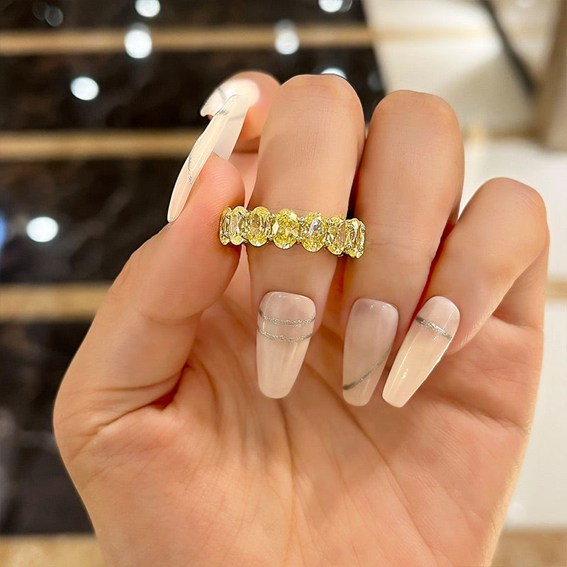 Gorgeous Yellow Gold Oval Cut Yellow Sapphire Wedding Band For Women