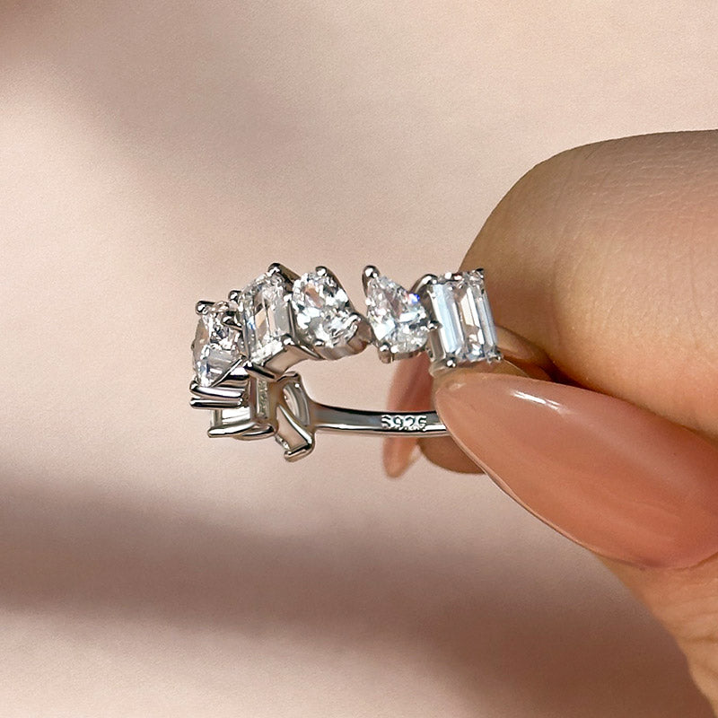 Ahabobo Art Deco White Gold Thin Wedding Band For Women