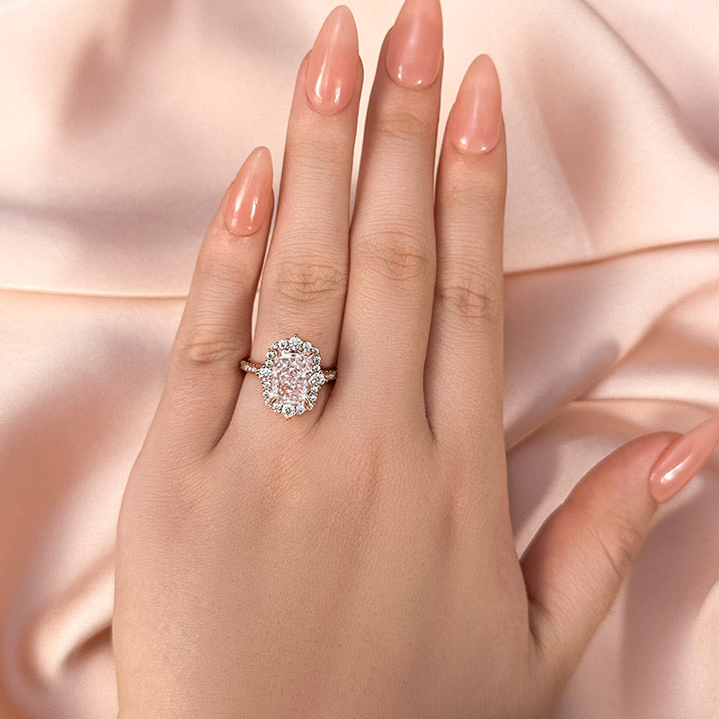 Gorgeous Halo Radiant Cut Simulated Diamond Engagement Ring In Sterling Silver