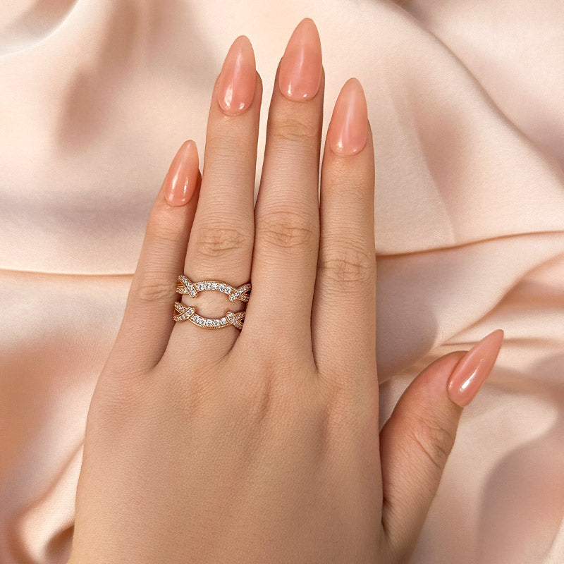 Vintage Round Cut Jacket Wedding Band For Women In Sterling Silver
