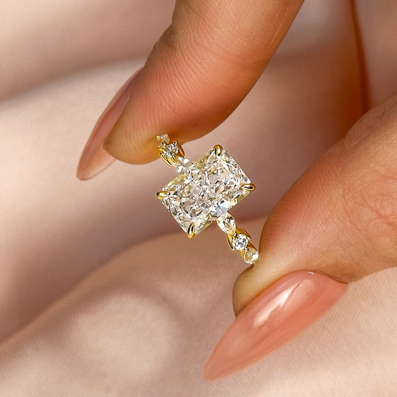 Sparkle Crushed Ice Radiant Cut Engagement Ring For Women In Sterling Silver