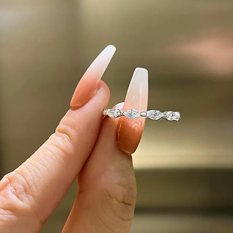 Elegant Marquise Cut Full Wedding Band In Sterling Silver