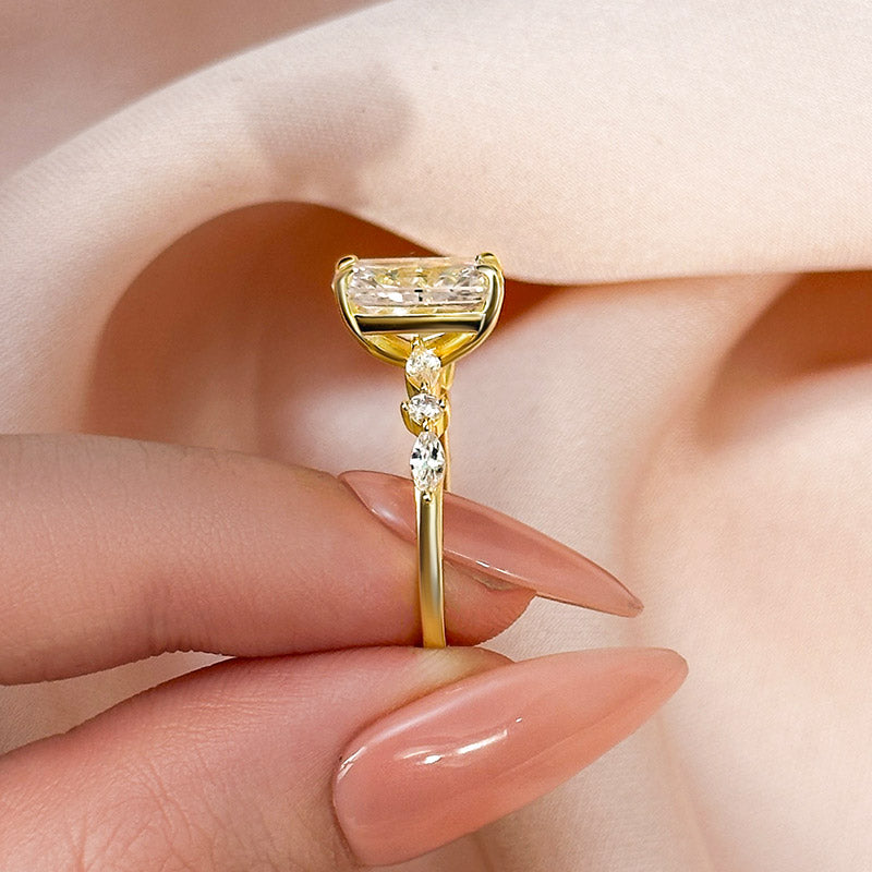 Sparkle Crushed Ice Radiant Cut Engagement Ring For Women In Sterling Silver