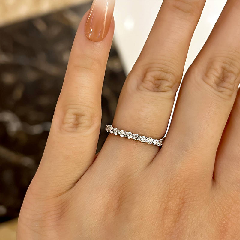 Elegant Round Cut Half Eternity Wedding Band In Sterling Silver