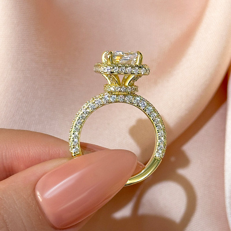 Ahabobo Noble Halo Radiant Cut Engagement Ring