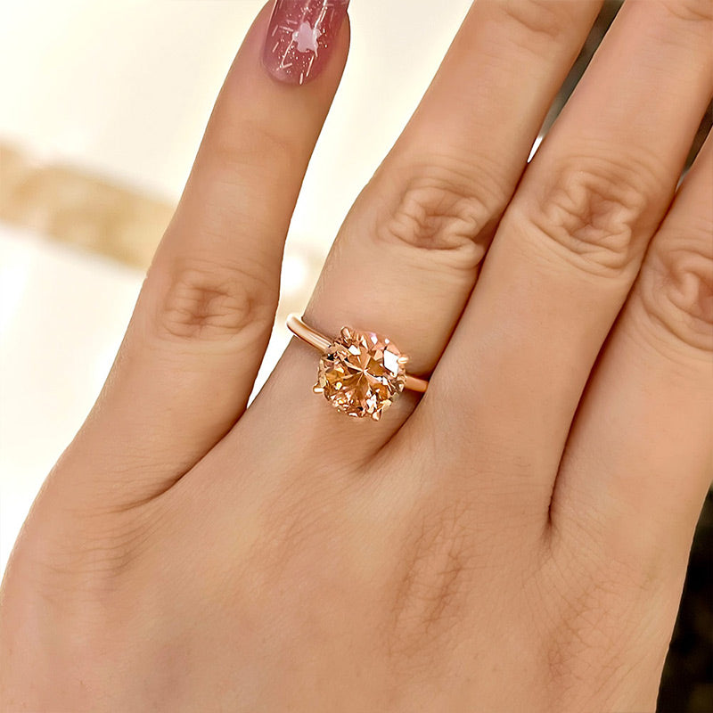 Gorgeous Round Cut Morganite Pink Engagement Ring For Women In Sterling Silver
