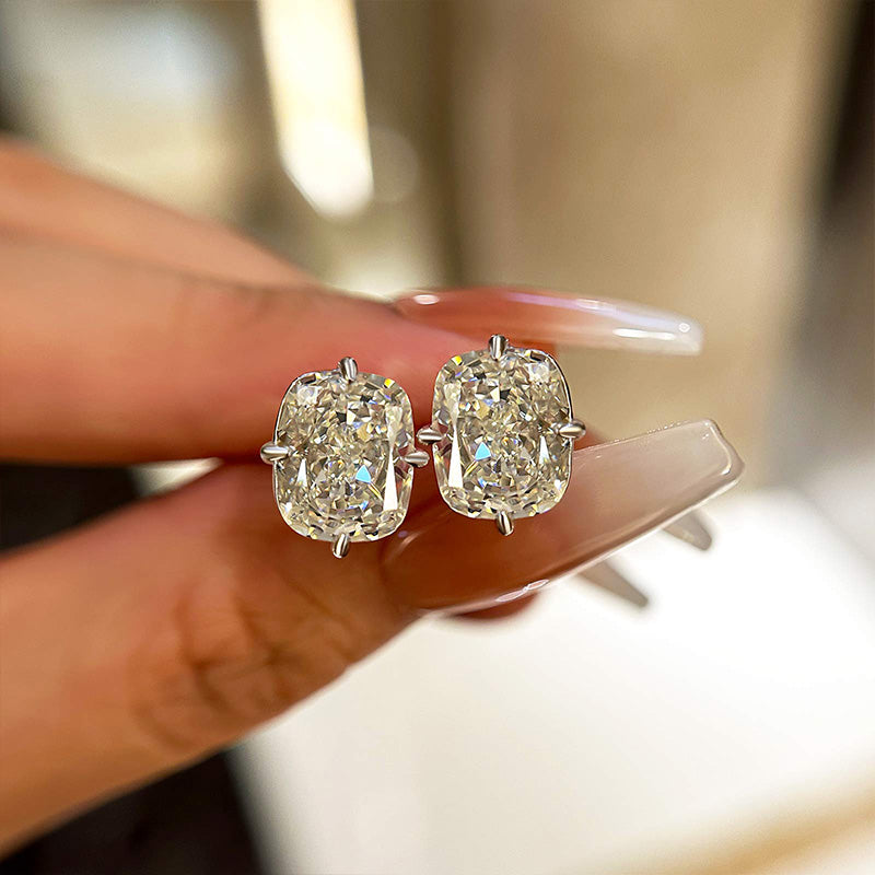 4.0Ct Vintage Cushion Cut Women's Stud Earrings In Sterling Silver