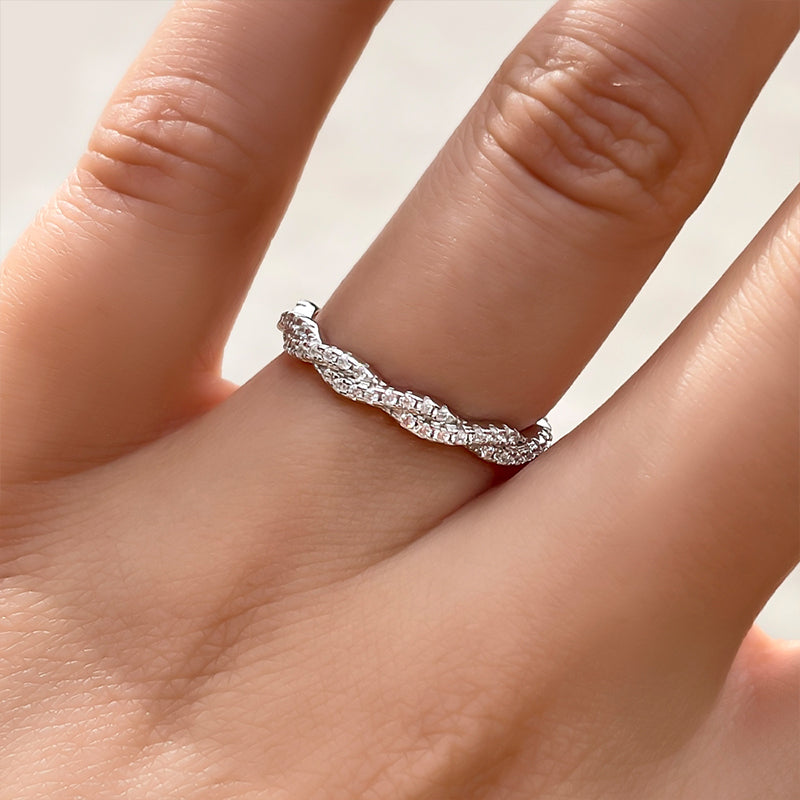 Elegant Pave Twist Eternity Wedding Band for Women In Sterling Silver
