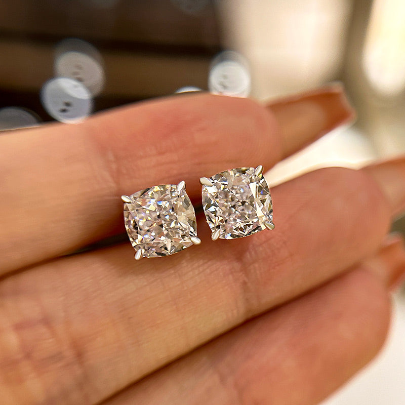 1.5 Carat Cushion Cut Sterling Silver Women's Stud Earrings