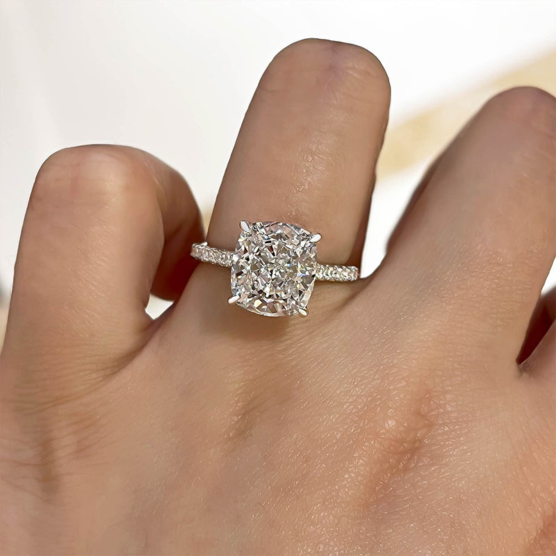 Exclusive Cushion Cut Women's Engagement Ring In Sterling Silver