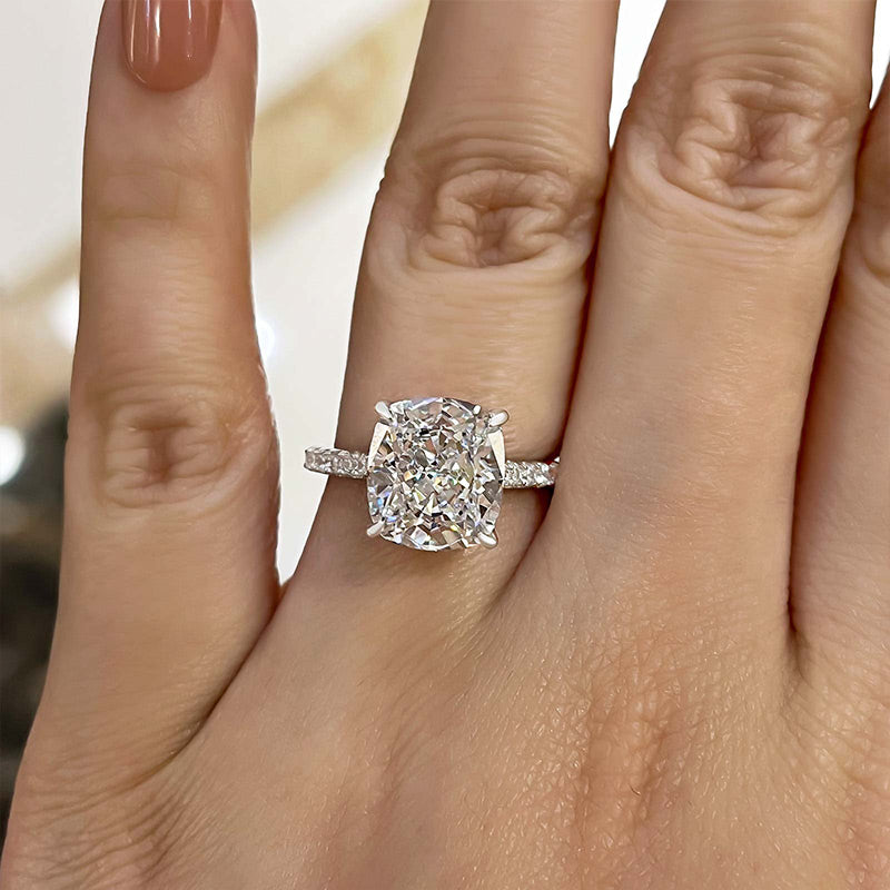 Exclusive Cushion Cut Women's Engagement Ring In Sterling Silver