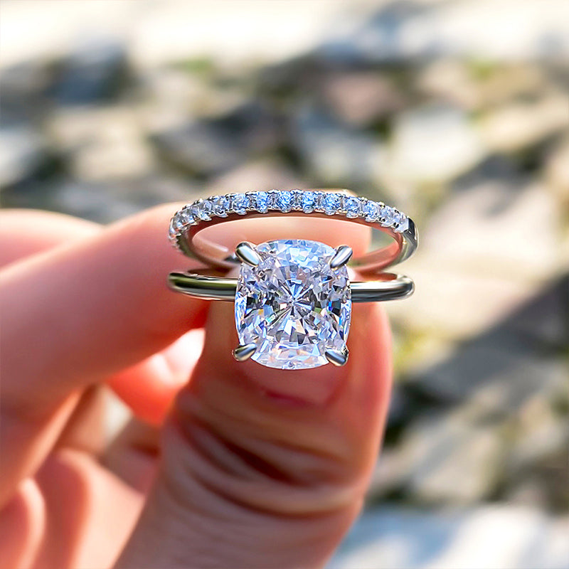Classic 3.0 Carat Cushion Cut Bridal Set In Sterling Silver
