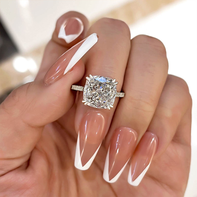 Stunning Cushion Cut Women's Engagement Ring In Sterling Silver