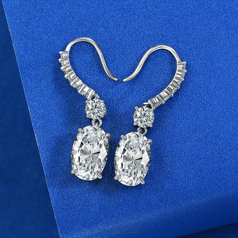 2.0Ct Luxury Oval Cut Sona Simulated Diamond Drop Earrings for Women In Sterling Silver