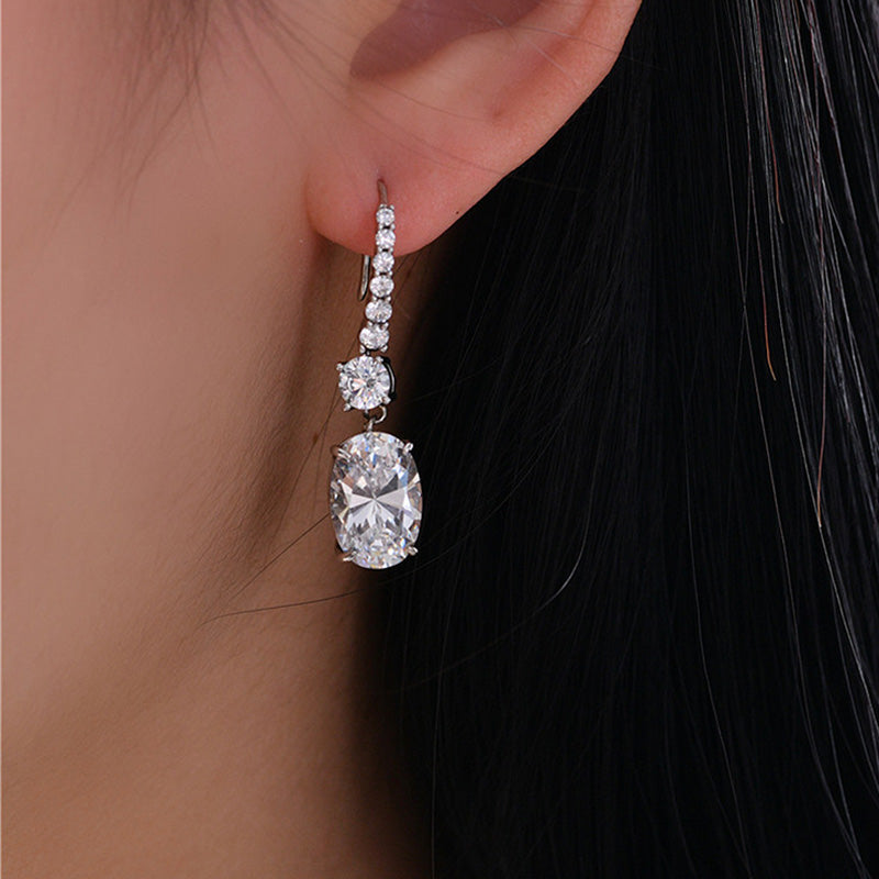 2.0Ct Luxury Oval Cut Sona Simulated Diamond Drop Earrings for Women In Sterling Silver