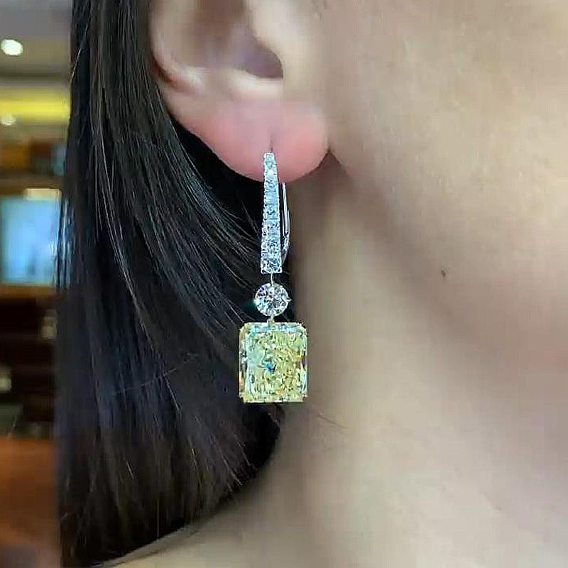 5.0Ct Honorable Radiant Cut Yellow Sapphire Earrings for Women
