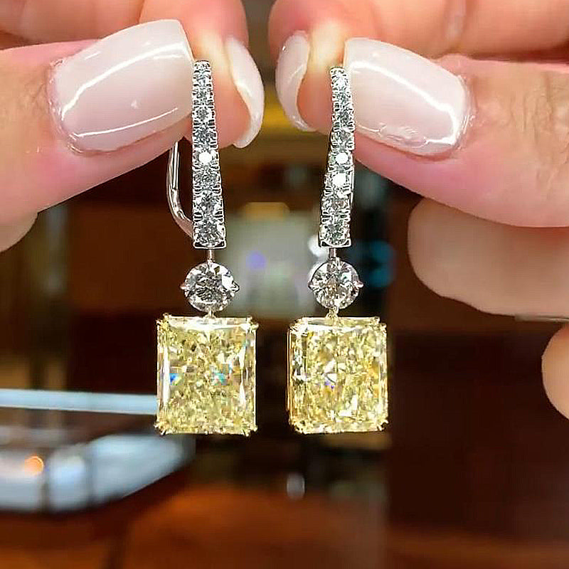 5.0Ct Honorable Radiant Cut Yellow Sapphire Earrings for Women