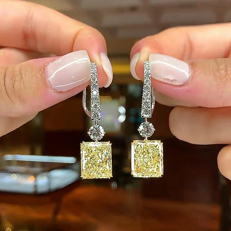 5.0Ct Honorable Radiant Cut Yellow Sapphire Earrings for Women