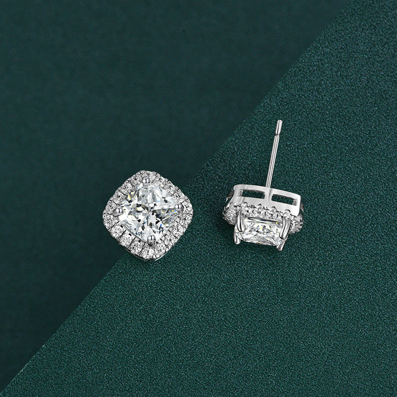 2.0Ct Stunning Halo Cushion Cut Women's Earrings In Sterling Silver