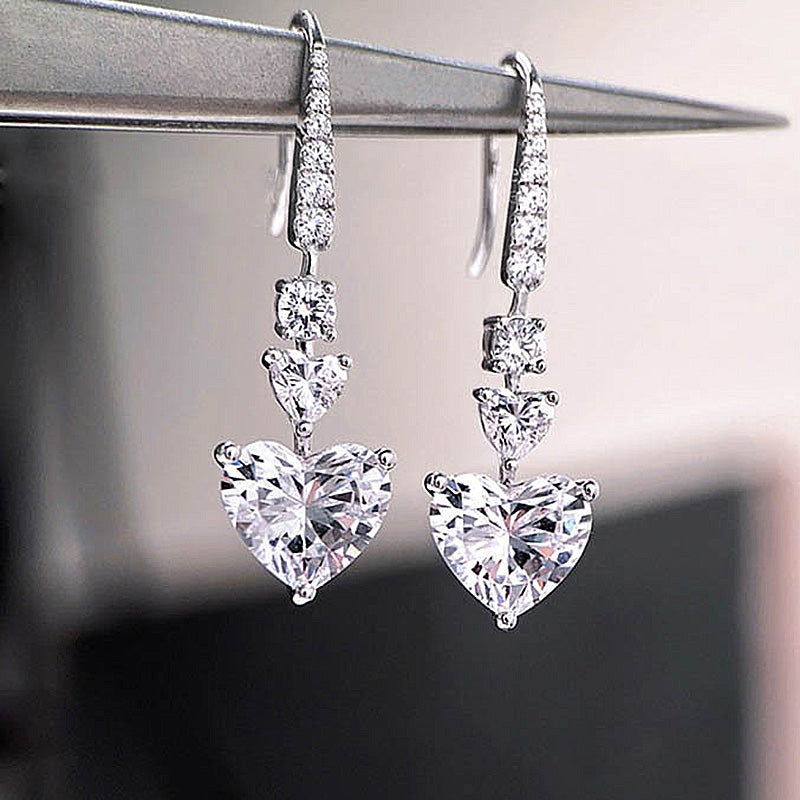 1.5Ct Stunning Heart Cut Women's Stud Earrings In Sterling Silver