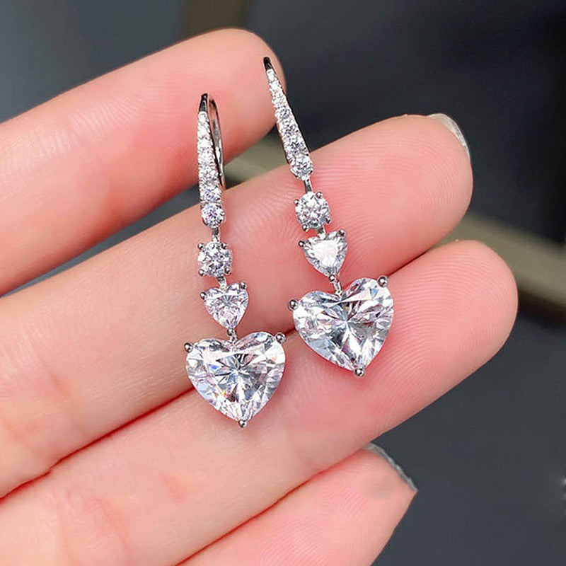 1.5Ct Stunning Heart Cut Women's Stud Earrings In Sterling Silver