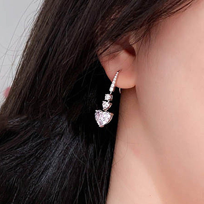 1.5Ct Stunning Heart Cut Women's Stud Earrings In Sterling Silver
