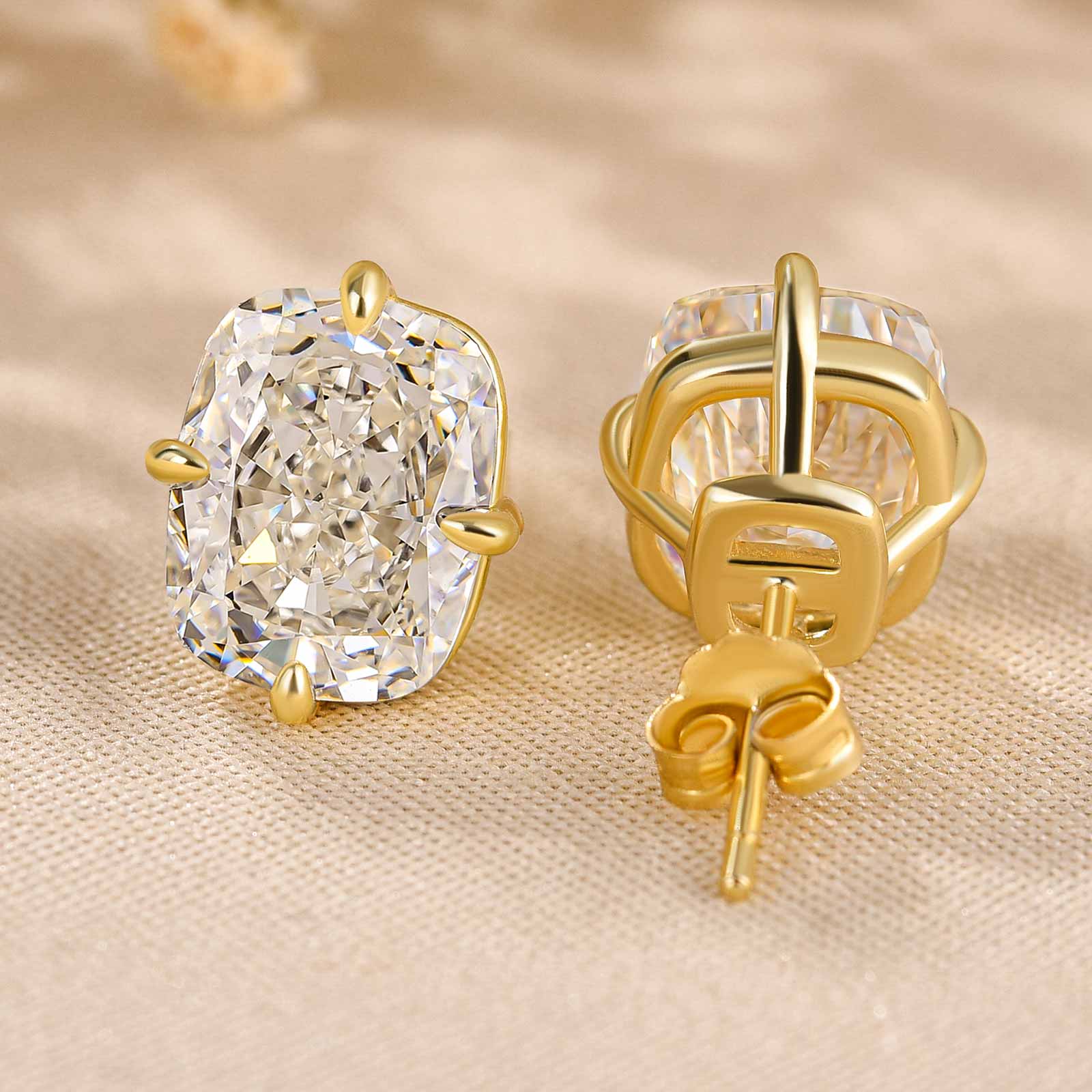 4.0Ct Vintage Cushion Cut Women's Stud Earrings In Sterling Silver