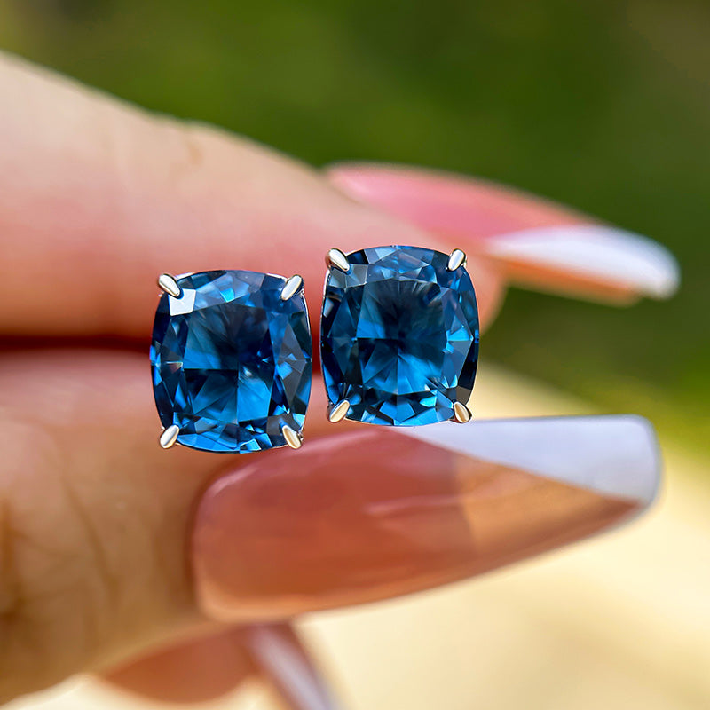 2.0Ct Noble Cushion Cut Montana Blue Sapphire Earrings