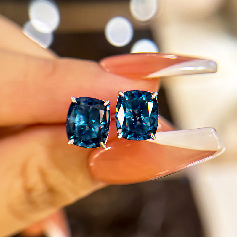 2.0Ct Noble Cushion Cut Montana Blue Sapphire Earrings