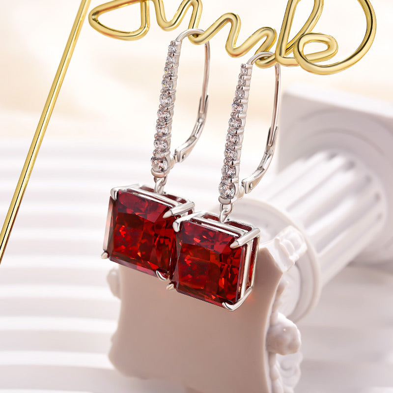8.0Ct Luxury Radiant Cut Ruby Women's Earrings In Sterling Silver