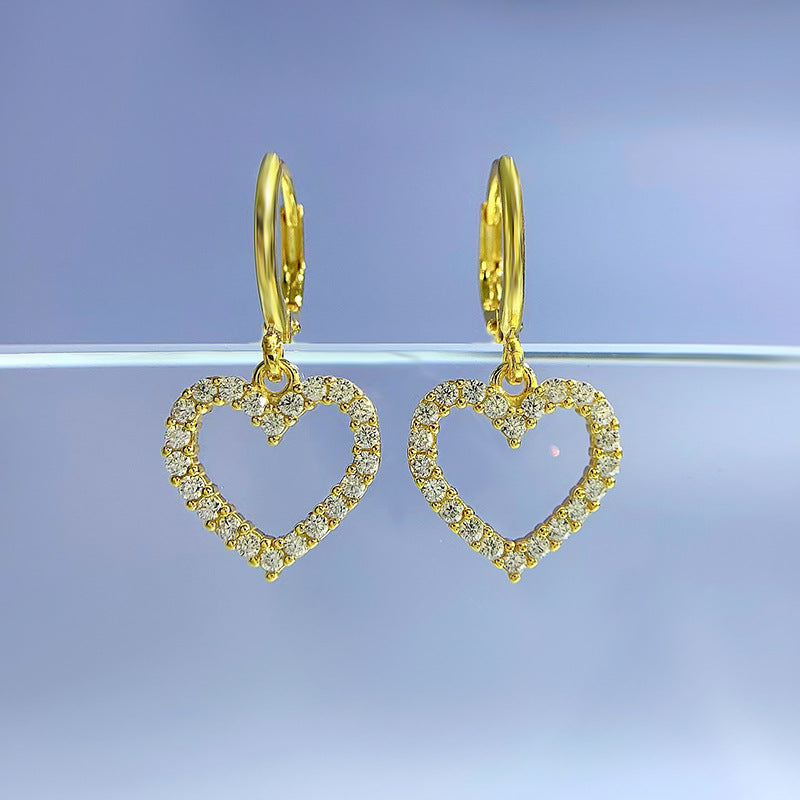 0.5Ct Lovely Heart Shaped Women's Stud Earrings In Sterling Silver