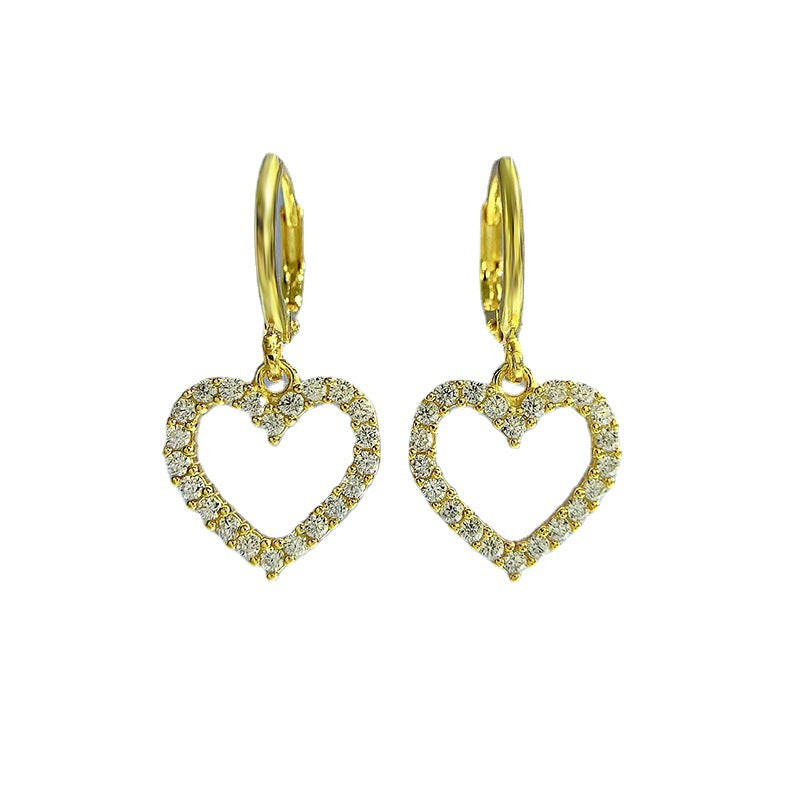 0.5Ct Lovely Heart Shaped Women's Stud Earrings In Sterling Silver