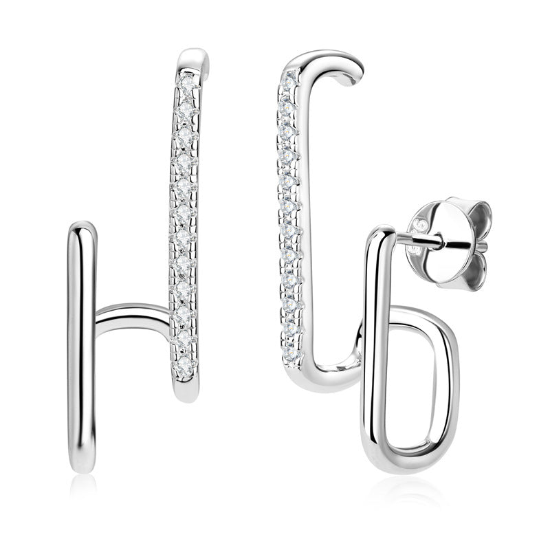 0.1Ct Moissanite Stylish Geometric Stud Earrings