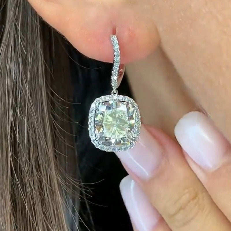 4.5Ct Special Halo Design Cushion Cut Women's Earrings